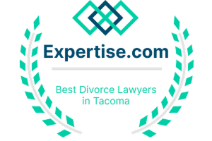Expertise.com badge for Best Divorce Lawyers in Tacoma with a green and blue laurel wreath design